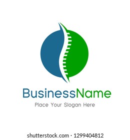 Spine diagnostic center isolated vector logo template with sample text, orthopedic symbol. This logo is suitable for back bone, health, doctor, hospital, medicine.