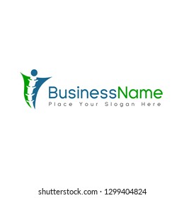 Spine diagnostic center isolated vector logo template with sample text, orthopedic symbol. This logo is suitable for back bone, health, doctor, hospital, medicine.