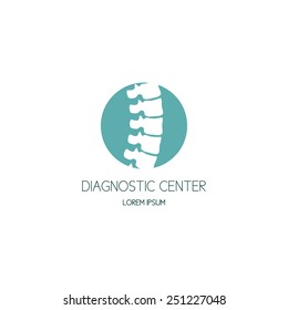 Logotipo do centro de diagnóstico da coluna vertebral. Ilustração vetorial.