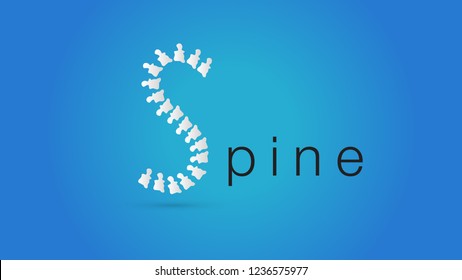 Spine diagnostic logo, Letters S,p,i,n,e and blue background