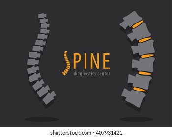 Spine with disc, medical conceptual diagnostics center vector illustration