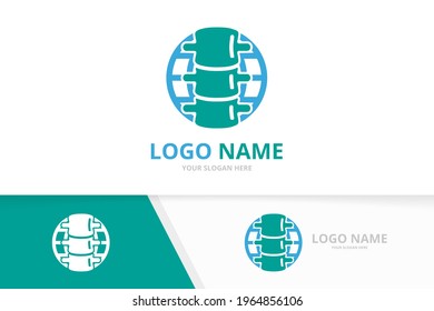 Spine and earth logo. Spinal diagnostic center logotype design template.