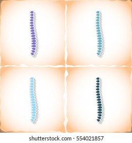 Spine. Flat sticker with shadow on old paper. Vector illustration
