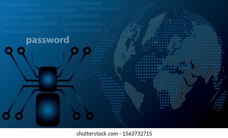 Spine and globe, security and internet background