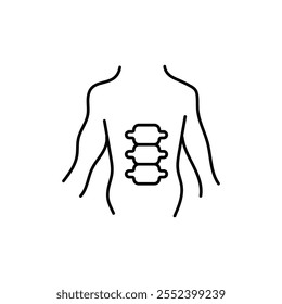 Signo de contorno de Vector blanco y negro del icono de la columna vertebral