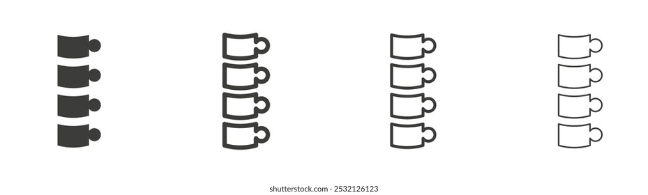 Icono de columna vertebral en tamaño de relleno y tres tiempos