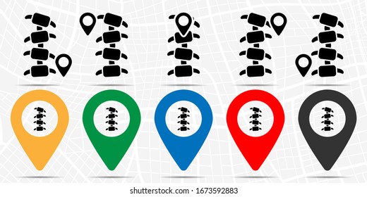 Spine icon in location set. Simple glyph, flat illustration element of bone injury theme icons