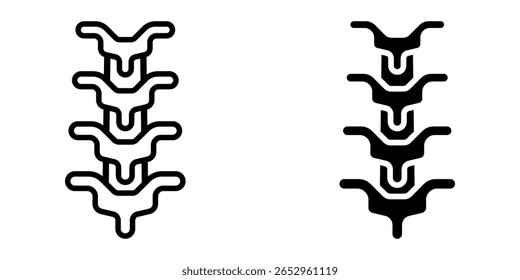 Spine icon set. Minimalist outline and solid style illustration of a spine anatomy for healthcare, medical or educational purposes. Clean and modern design.