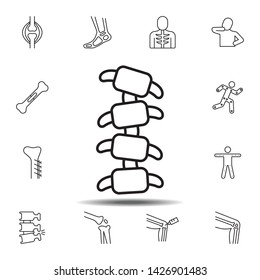 spine icon. Simple thin line, outline vector element of Bone injury icons set for UI and UX, website or mobile application