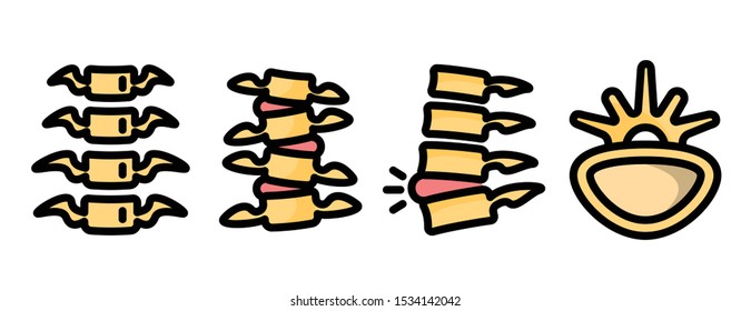 Spine icons set. Outline set of spine vector icons for web design isolated on white background