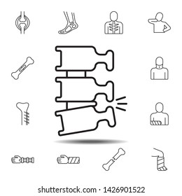 spine, injury icon. Simple thin line, outline vector element of Bone injury icons set for UI and UX, website or mobile application