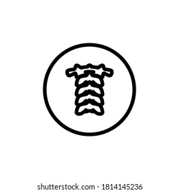 Spine linear icon. Vector minimal illustration of cervical spine with atlas vertebra. Design template for medicine or therapy for rachiocampsis or atlas subluxation