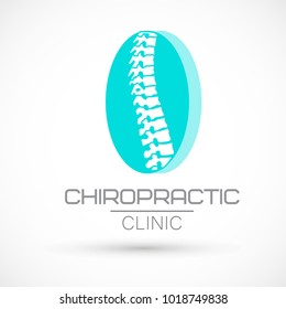 Spine logo clinic blue elipse medicine chiropractic backbone health illustration