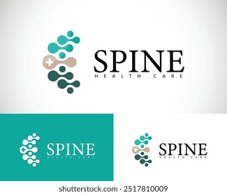 Logotipo de la columna vertebral Símbolo de signo de clínica médica de salud creativa más concepto de diseño