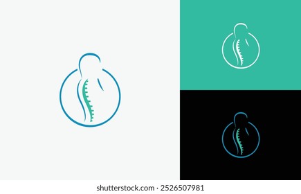 Design de logotipo da coluna vertebral Logotipo Quiroprático Médico em Branco Isolado Fundo Chiropractic Logo Template