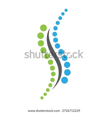 Spine made of green and blue circles with gray curve line icon