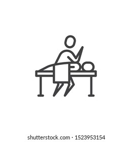 Spine massage line icon. linear style sign for mobile concept and web design. Back massage therapy outline vector icon. Symbol, logo illustration. Vector graphics