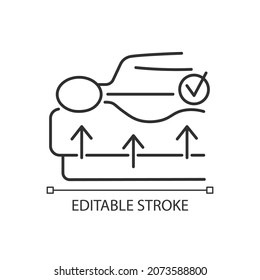 Spine mattress linear icon. Orthopedic mattress. Back pain prevention. Natural sleeping pose. Thin line customizable illustration. Contour symbol. Vector isolated outline drawing. Editable stroke