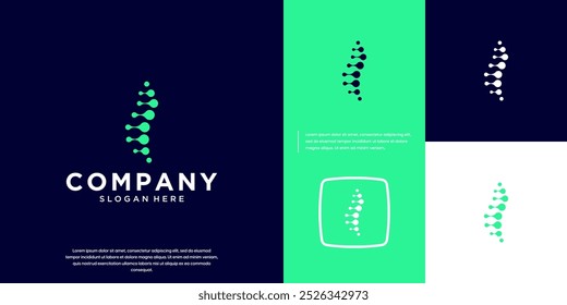 espina dorsal con el concepto de moléculas, huesos, consulta, cuidado de la salud, inspiración del diseño del logotipo.