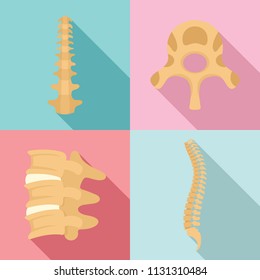 Spine orthopedic vertebra icons set. Flat illustration of 4 spine orthopedic vertebra vector icons for web