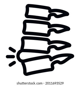 Spine pain icon. Outline spine pain vector icon for web design isolated on white background