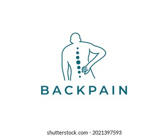 Spine pain line icon, backache and backpain, herniated disc vector icon, vector graphics, editable stroke outline sign, eps 10