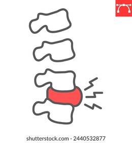 Spine pain line icon, body and human disease, back pain vector icon, vector graphics, editable stroke outline sign, eps 10.