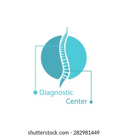 Spine pain medical logo mockup, spinal diagnostic center template sign