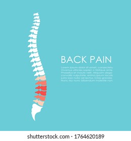 Spine pain vector poster on blue background