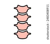 Spine set icon. Vertebrae, spinal column, backbone, vertebral, skeletal system, human anatomy, spinal health, orthopedic, chiropractic.