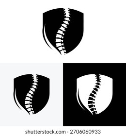 Ilustración de icono de Vector de logotipo de escudo de espina dorsal