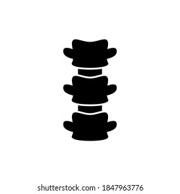 Spine silhouette icon. Outline pictogram of human backbone. Black simple illustration of three vertebrae. Flat isolated vector sign on white background