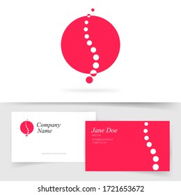 Spine or spinal logo for healthcare and massage orthopedic therapy diagnostic vector flat modern symbol design on business visiting card template, chiropractic or osteopathy diagnostic center concept