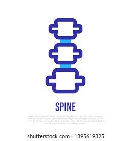 Spine thin line icon. Vertebrae. Logo for clinic or massage. Vector illustration.