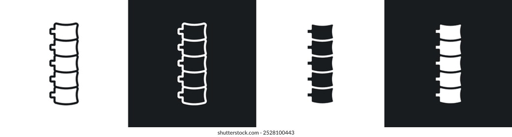 Icono de Vector de la columna vertebral en blanco y negro