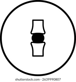 Spine vertebral column icon in circle, representing health, medicine and anatomy