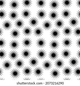 Spines are black. Vector pattern with spiky balls that repeat seamlessly throughout the white space.