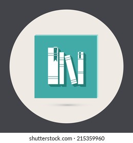 the spines of books.