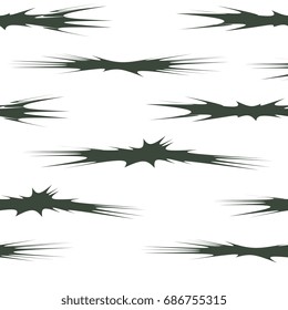 Spines. Seamless background. Spiky elements. Vector graphics. Shapeless spines on a white background