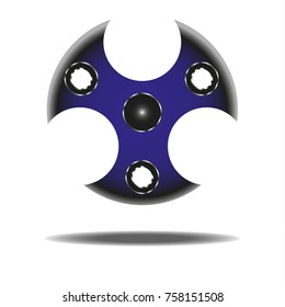 Spinner with edges as sharpened knives. Color blue with metal bearings. With a falling shadow from below.