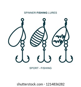 Spinner fishing lure set in simple design.