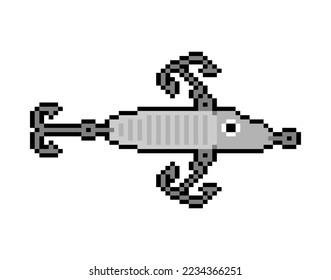 Spinner fishing tackle pixel art. 8 bit Accessory for fishing pixelated