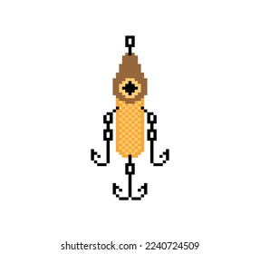 Spinner fishing tackle pixel art. 8 bit Accessory for fishing pixelated