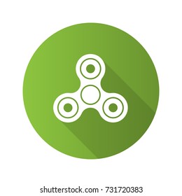 Spinner flat design long shadow glyph icon. Anti-stress toy. Vector silhouette illustration