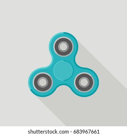 Spinner flat icon with long shadow. Vector simple illustration of hand toy.