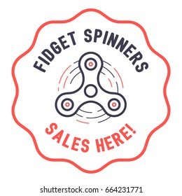 Spinner Flat style design illustration. Simple design, good colors. Perfect for sales and informational sign. Trendy modern stickers.