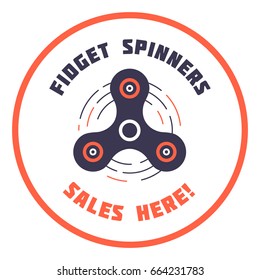 Spinner Flat style design illustration. Simple design, good colors. Perfect for sales and informational sign. Trendy modern stickers.
