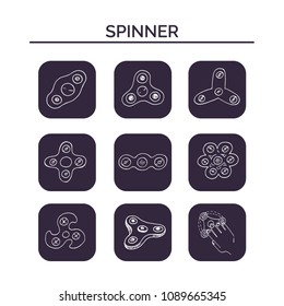 Spinner hand drawn doodle set. Sketches. Vector illustration for design and packages product. Symbol collection.