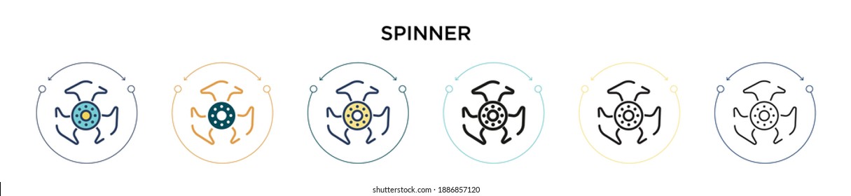Icono de giro en el estilo relleno, delgado, contorno y trazo. Ilustración vectorial de dos iconos vectores de color y negro se puede utilizar para móviles, ui, web