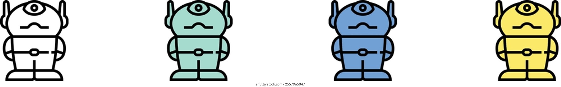 spinner icon. Outline, Green, Blue and Yellow Style Design Isolated On White Background